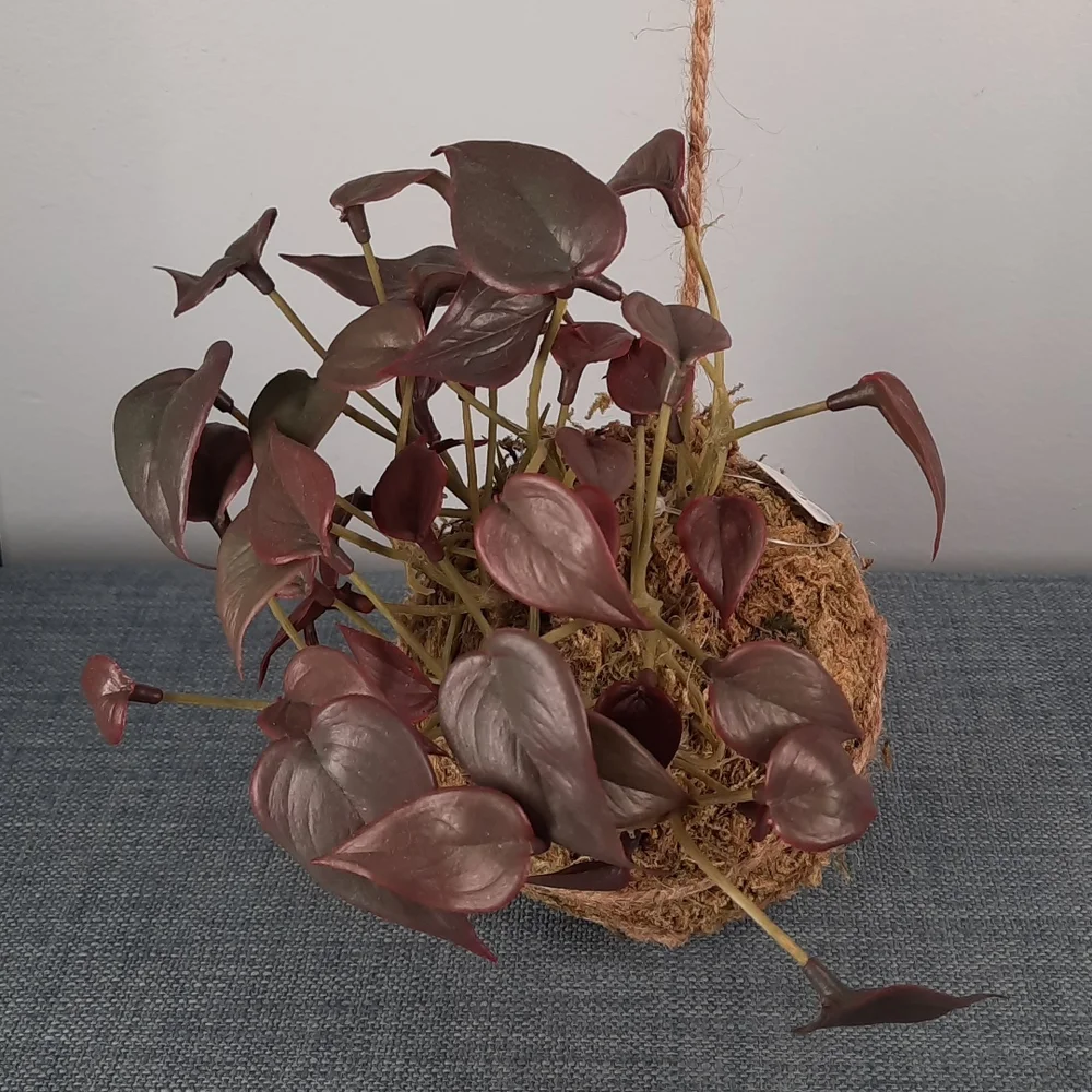 Kokedama Philodendron Artificial Plant Hanging Botanical Moss Home Decoration